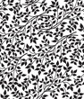 Vector black and white seamless pattern with sprigs