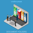 Computer document archive folders screen flat isometric vector