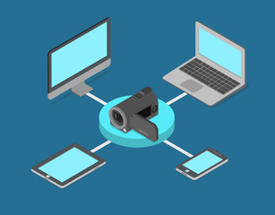 Canvas Print - video streaming online internet media flat 3d isometric vector