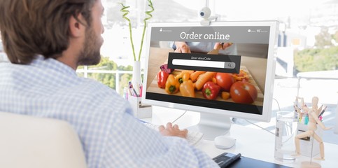 Poster - Composite image of desinger working on his computer