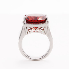 Canvas Print - Padparadscha Sapphire Gemstone Ring in Silver