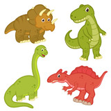 Fototapeta Dinusie - set of isolated dinosaur - vector illustration, eps