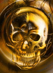 Aufkleber - Skull and fractal effect. Color space background, computer collage. Elements of this image furnished by NASA.