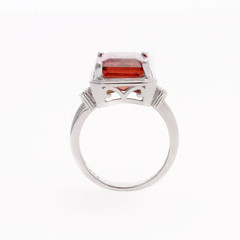 Wall Mural - Vintage Padparadscha Sapphire Ring in Silver with Diamonds