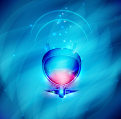 Sticker - Urinary bladder protection abstract design, beautiful blue background.