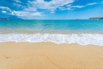 Yellow sand beach blue sky sea