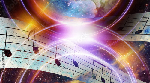 Dekoracja na wymiar  muzyka-audio-glosnik-i-uwaga-kosmiczna-przestrzen-i-gwiazdy-kosmiczne-tlo
