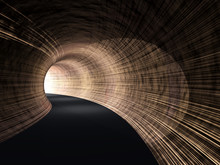 Conceptual Dark Abstract Road Tunnel With Bright Light At The End Background