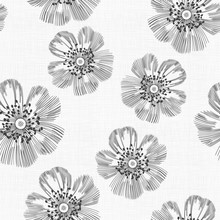 Monochrome seamless pattern of abstract flowers. Hand-drawnfloral background.