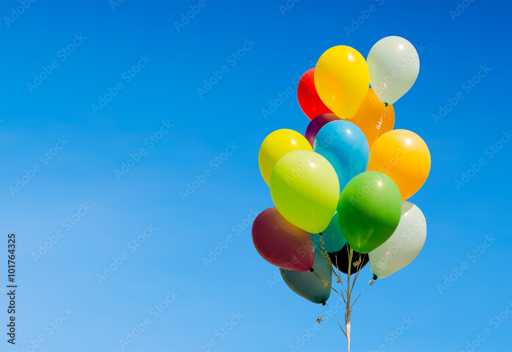 Colorful bunch of helium balloons isolated on background Stock Photo ...