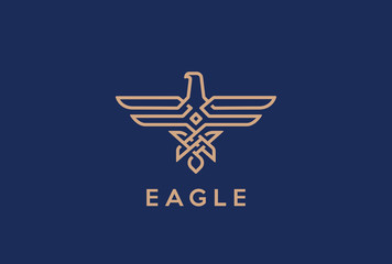 Poster - eagle logo linear. falcon outline jewelry fashion heraldic