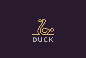 Poster - swan duck logo design vector linear. luxury lineart icon bird