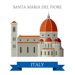 Wall Mural - Santa Maria del Fiore Florence Italy flat vector attraction