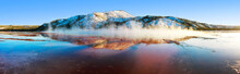Steam Rising From Grand Prismatic Spring (Panorama) - Yellowstone National Park, Wyoming