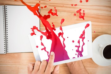 Poster - Composite image of pink paint splashes and drops
