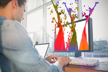 Poster - Composite image of creative businessman using computer 