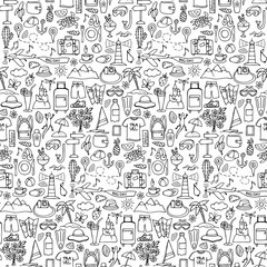 Hand drawn travel seamless pattern