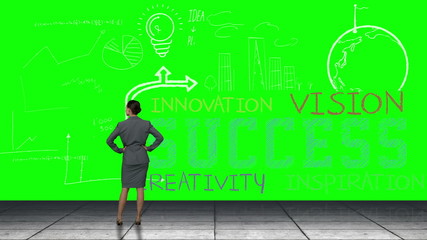 Poster - Businesswoman looking at green interface