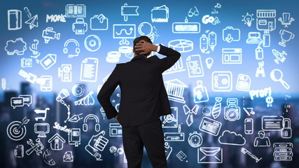 Aufkleber - Businessman looking at tech interface