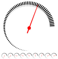 Aufkleber - Circular dial, gauge template with increments and red needle