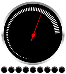 Aufkleber - Circular dial, gauge template with increments and red needle
