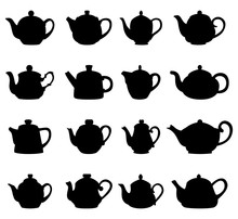 Set Of Teapot Silhouettes, Vector Illustration