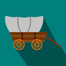 Western Covered Wagon Flat Icon