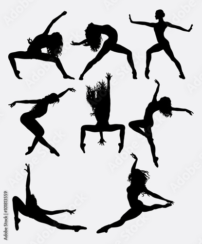 Beautiful Dancer Pose Performing Silhouette Male And Female Dance Pose Good Use For Symbol Logo Web