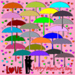 © nattapanpis - Happy valentine's day, Valentine's Day greeting card, Silhouette couple love in umbrella illustration. paper cut style
