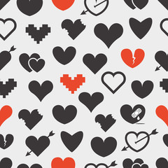 Poster - Different abstract hearts seamless pattern