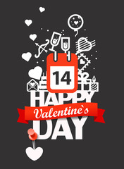 Poster - Happy valentines day greeting card. Vector illustration