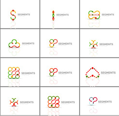  Set of linear abstract logos and swirl shapes. Company emblem, business icon