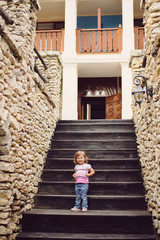 Sticker - Smiling Girl on Stairs