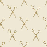 Scissors pattern tile background seamless vintage barber shop symbol emblem label collection