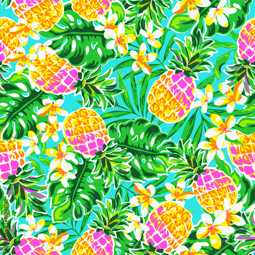 Cuadros en Lienzo cute pineapples ~ seamless fashion print