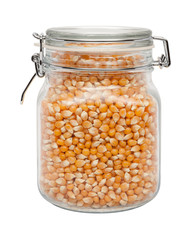 Wall Mural - Uncooked Popcorn in a Glass Canister
