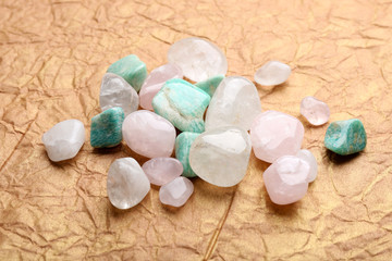 Poster - Semiprecious stones on craft paper background