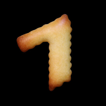 number 1 from Bread isolated on black background
