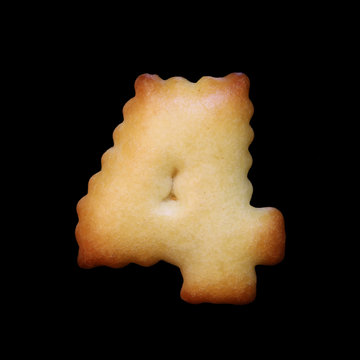 number 4 from Bread isolated on black background