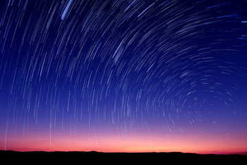 Beautiful star trail image during the night