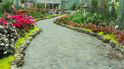 Wall Mural - Pathway with gardening blooms