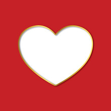 Valentine White Heart Cut Out On Red Background