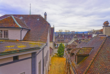 Canvas Print - Street view in the Old Town of Solothurn