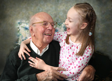 95 Years Old English Man With Granddaughter In Domestic Environment