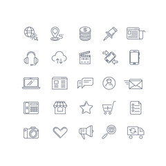 Poster - Internet marketing vector line icons set. Web marketing icon, internet business, marketing technology, e-commerce marketing illustration