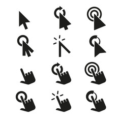 Poster - click icons and hand cursor signs vector set. cursor sign, illustration, click cursor, pointer set c