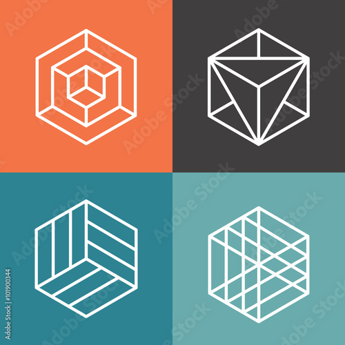 Hexagon Vector Logos In Outline Linear Style Logo Hexagon