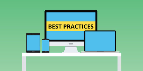 Fototapete - best practice practices illustration with laptop and notebook smartphone multi platform