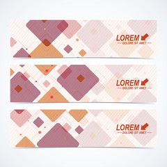 Poster - Set of vector horizontal banners. Background with colorful scuares . Modern design