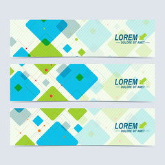 Poster - Set of vector horizontal banners. Background with colorful scuares . Modern design